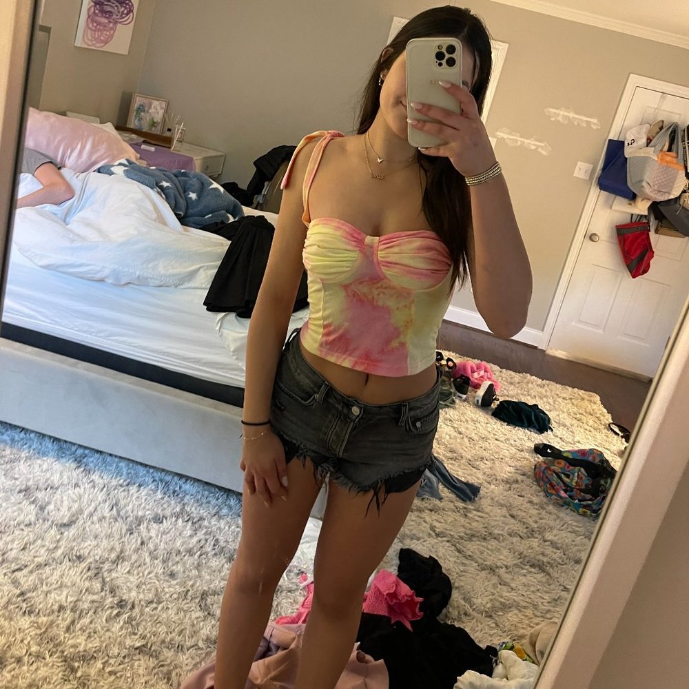 Free People Black Denim Shorts